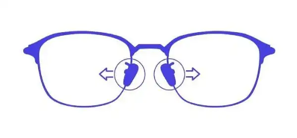 Adjusting nose pads outward for wire frame glasses