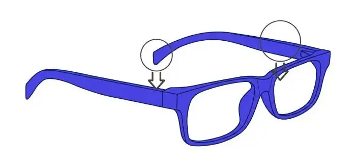 Heating and bending a higher temple arm for plastic frame glasses