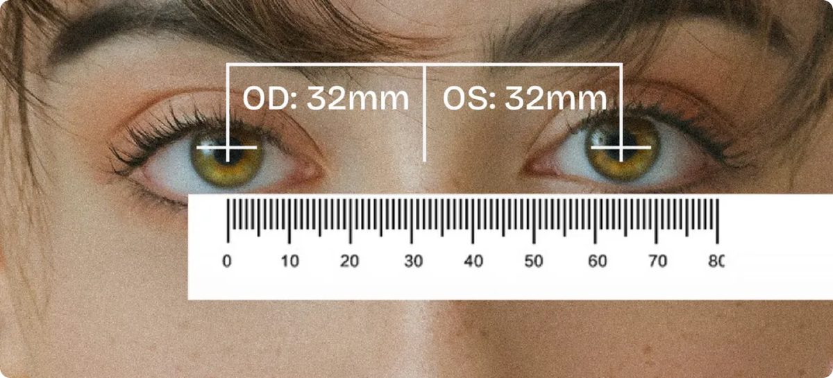 Illustration: measuring monocular PD for each eye when dual PD is required