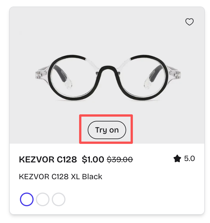 Step 1: Tap “Try on” on the product gallery image