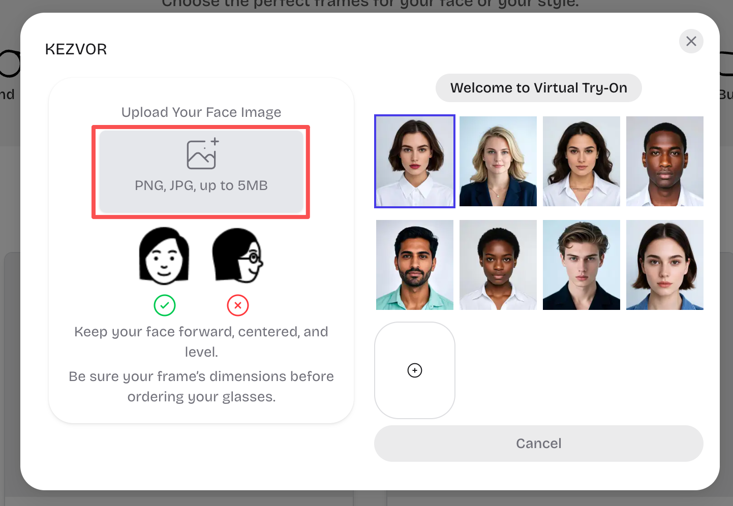 Step 4: Upload a front-facing photo (JPG/PNG, up to 5MB)